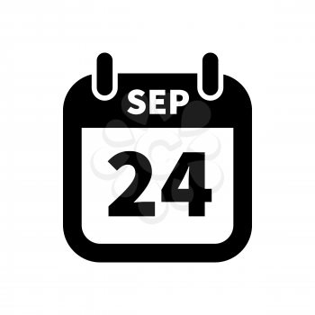 Simple black calendar icon with 24 september date on white