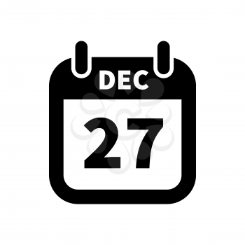 Simple black calendar icon with 27 december date on white