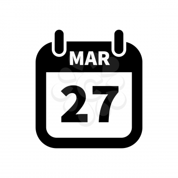 Simple black calendar icon with 27 march date on white
