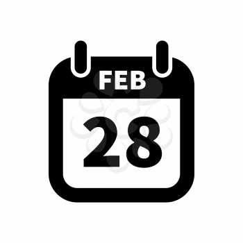 Simple black calendar icon with 28 february date on white