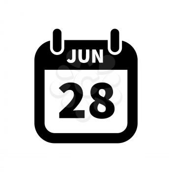 Simple black calendar icon with 28 june date on white