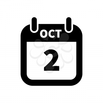 Simple black calendar icon with 2 october date on white
