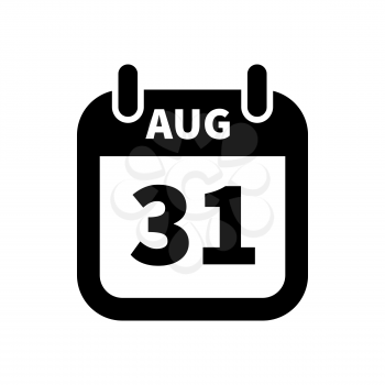 Simple black calendar icon with 31 august date on white
