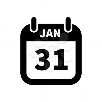 Simple black calendar icon with 31 january date on white