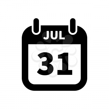 Simple black calendar icon with 31 july date on white