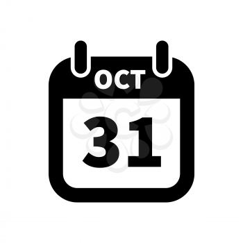 Simple black calendar icon with 31 october date on white