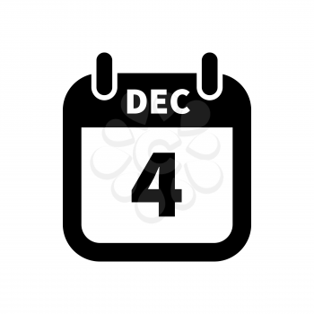 Simple black calendar icon with 4 december date on white