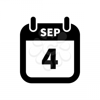 Simple black calendar icon with 4 september date on white