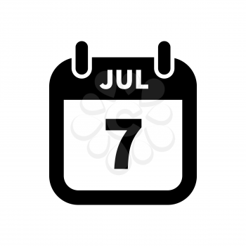Simple black calendar icon with 7 july date on white
