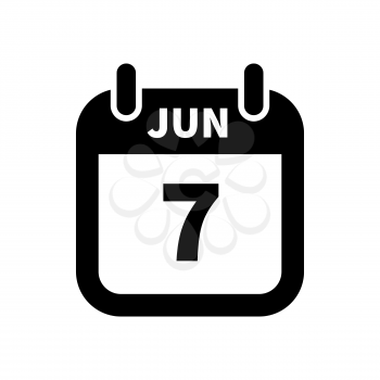 Simple black calendar icon with 7 june date on white