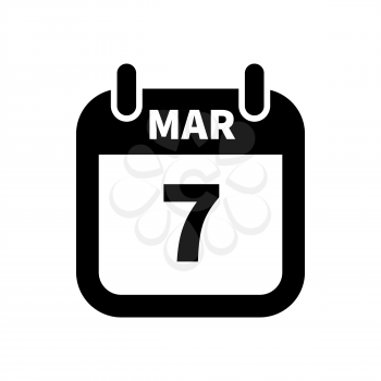Simple black calendar icon with 7 march date on white