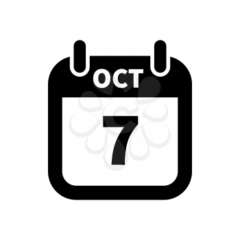 Simple black calendar icon with 7 october date on white
