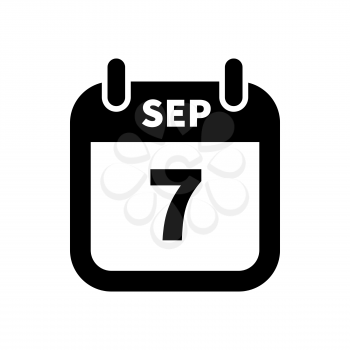 Simple black calendar icon with 7 september date on white
