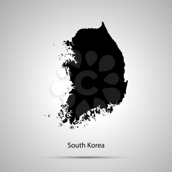 South Korea country map, simple black silhouette