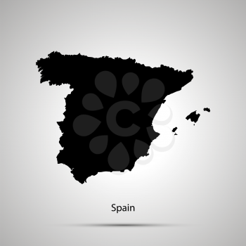 Spain country map, simple black silhouette