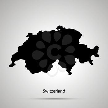 Switzerland country map, simple black silhouette