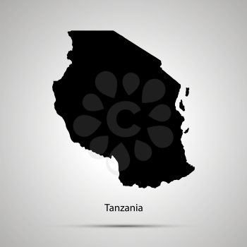 Tanzania country map, simple black silhouette