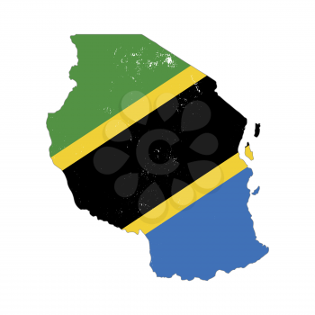 Tanzania country silhouette with flag on background on white