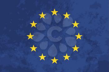 True proportions European Union flag with grunge texture