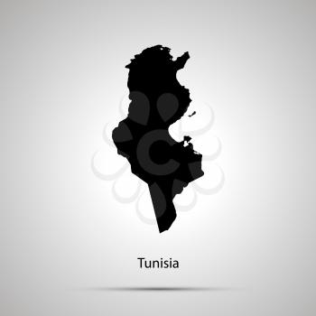 Tunisia country map, simple black silhouette
