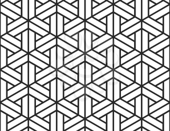 Abstract black geometric figures on white, seamless pattern