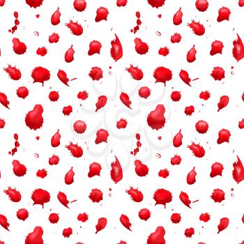A lot of red blood drops on white, seamless pattern