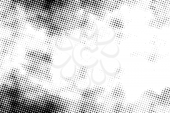 Black grunge halftone pattern, retro background on white