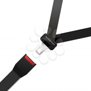 Black safety belt isolated on white