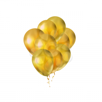 Bright bunch of luxury golden balloons isolated on white