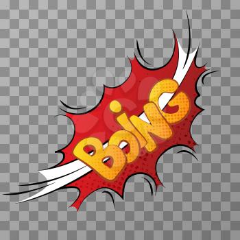 Bright colorful boing comic sound effect on transparent background