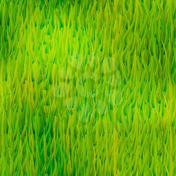 Bright detailed green grass, lush summer meadow seamless pattern