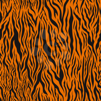 Bright orange tiger skin, detailed seamless pattern