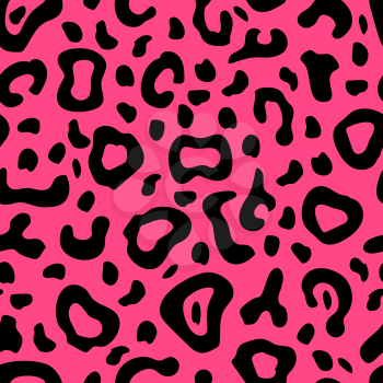 Bright pink cartoon leopard skin, detailed seamless patterns