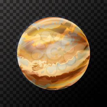 Bright realistic Jupiter with texture, colorful planet on transparent background
