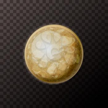 Bright realistic Pluto planet with texture on transparent background