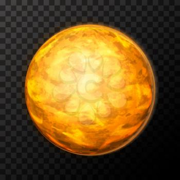 Bright realistic Venus planet with texture, colorful globe on transparent background