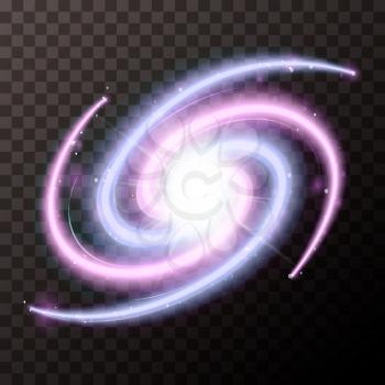 Bright spiral galactic with lots stars on transparent background