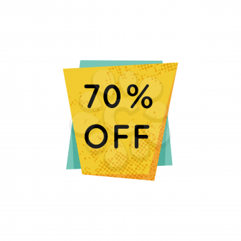 Bright yellow retro sale badge sign isolated on white