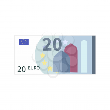 Flat simple twenty euro banknote isolated on white