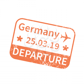 Germany International travel visa stamp isolated on white. Arrival sign orange rubber stamp with texture