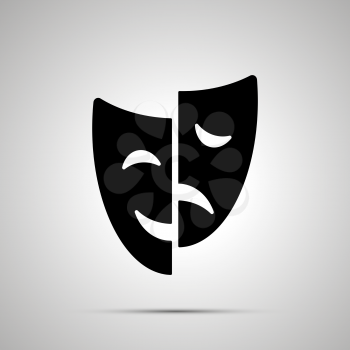 Happy and sad drama mask silhouette, simple black icon