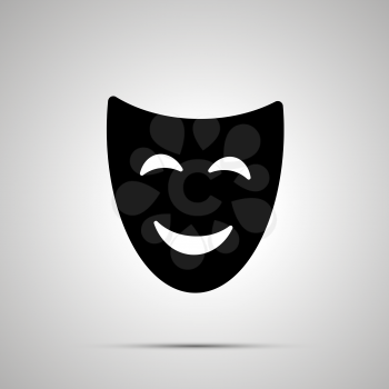 Happy theater mask silhouette, simple black icon