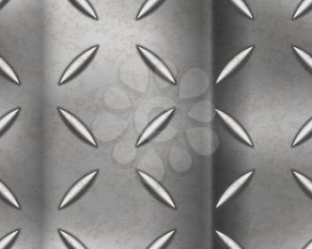 Industrial metal plate with diamond non slip surface, seamless pattern