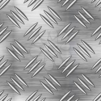 Industrial metal plate with non slip complicated diamond surface, seamless pattern