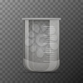 Medical transparent flask for chemicals experiments on transparent background