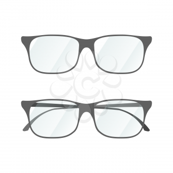 Modern rim glasses with glossy glass isolated on white