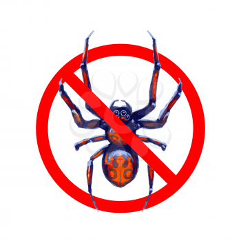 No exotic spiders, red forbidden sign isolated on white