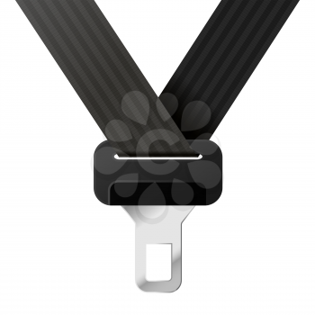 Realistic black safety belt lock isolated on white