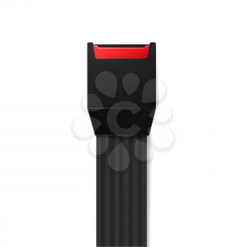 Realistic safety belt lock with red button isolated on white
