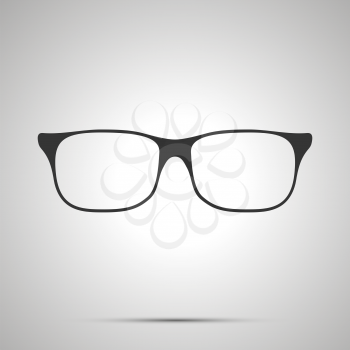 Rim glasses icon, simple black silhouette on gray